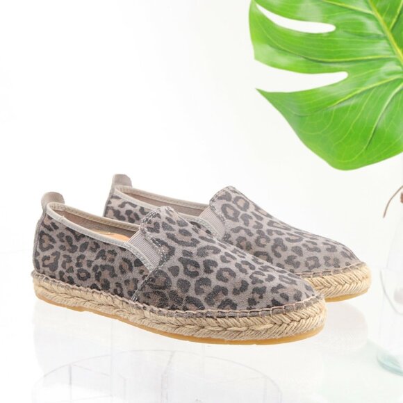 Free People Womens Canyon Slip On Size 7 Gray Suede Leopard Espadrille Flat - Picture 12 of 12